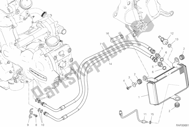 Alle onderdelen voor de Olie Koeler van de Ducati Multistrada 1260 Enduro Touring USA 2020